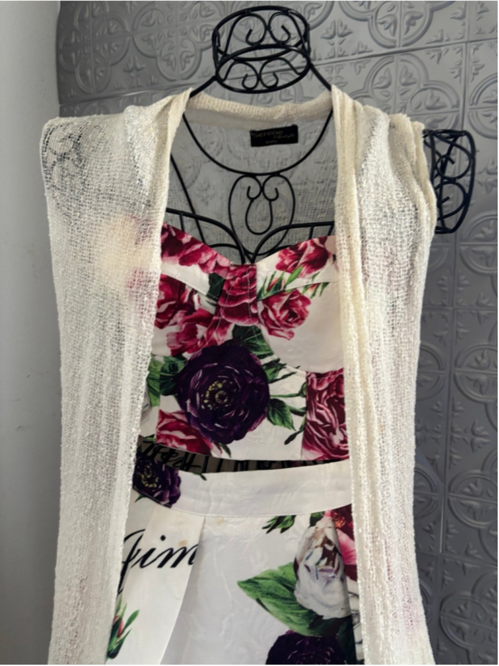 serene lifestyle Italy white sleeveless beach swim cover-up open Long cardigan - Picture 3 of 8